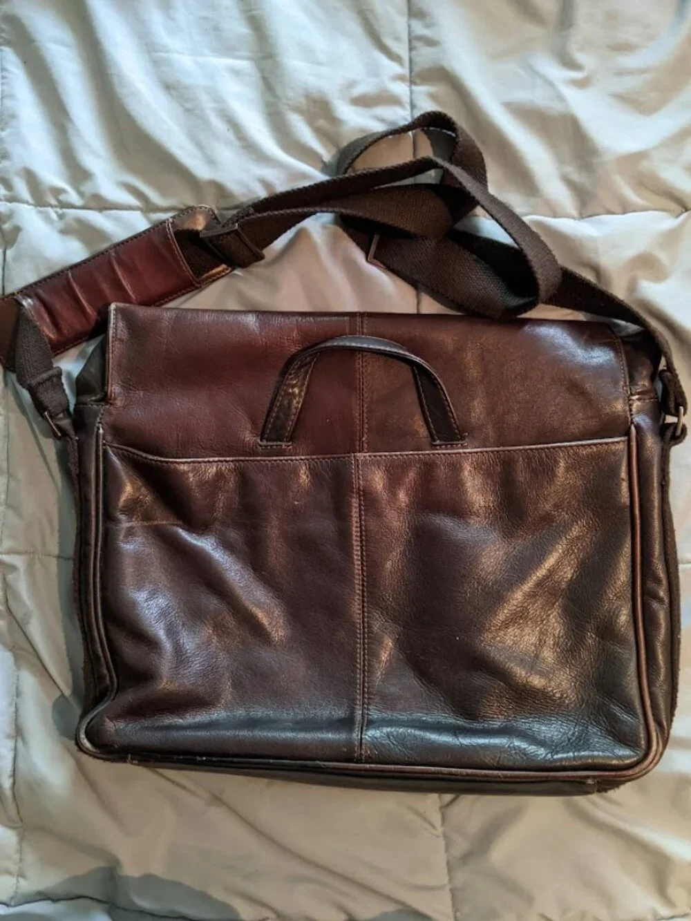 Kenneth Cole Reaction Brown Leather Messenger Laptop Bag Crossbody Briefcase